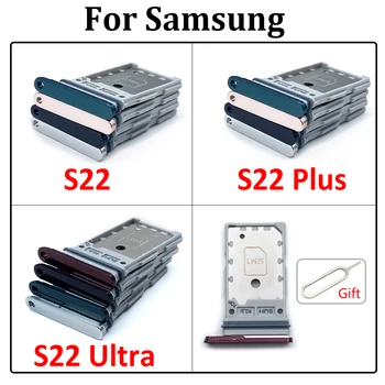 10Pcs/Lot, Micro Nano Dupla Titular do Cartão SIM Ranhura Titular Soquete Adaptador Para Samsung Galaxy S22 / S22 Plus / S22 Ultra