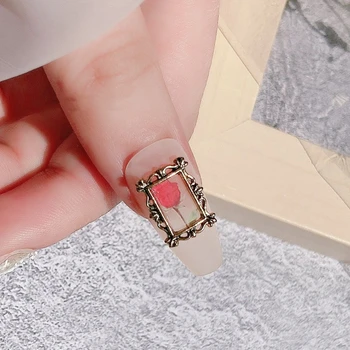 10PCS/Saco coreano Luxo Clássico do Frame da Foto de Unhas Encantos de Ouro/Tira o Prego da Decoração da Arte do cristal de rocha DIY Manicure Acessórios