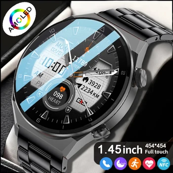 2022 Homens de Negócios de Smart Watch AMOLED 454*454 Tela NFC Controle de Acesso Smartwatch de Chamada Bluetooth Relógio Impermeável Esportes Relógios