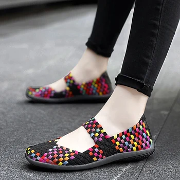 21 de Moda de sapatos femininos verão de malha sandálias de cores misturadas sapatos respirável casuais sapatos de sapatos confortáveis mãe sapatos