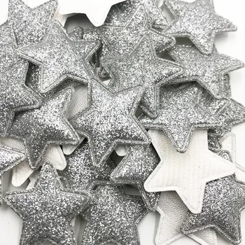 30pcs 3,5 cm Prata Acolchoado Glitter Star Manchas Brilhantes Apliques Para o vestuário Costura Suprimentos DIY de Artesanato Decoração A345