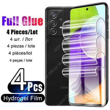 4 pçs Completo Cola de Proteção de Hidrogel Película Para Samsung Galaxy A51 A52 5G A52s A50 A50s Protetor de Tela com 50 S 50 51 52 Não de Vidro