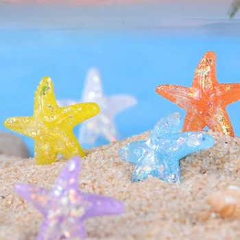 5pcs DIY Resina Adorável Glitter Colorido Estrela-do-mar Shell Para a Home do Casamento, Enfeites De Scrapbooking Accessorie