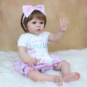 60 CM 3D-Pintar a Pele Macia de Silicone Renascer da Criança da Boneca Para a Menina Pano de Corpo Realista Como a Princesa Real Vivo Vestir Bebe