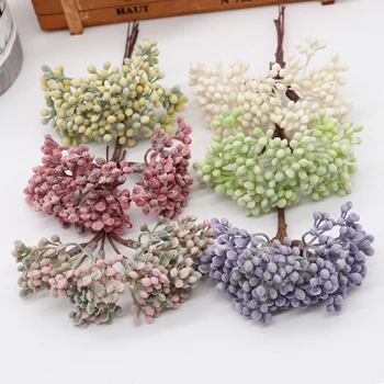 6pcs Mini Grama Artificial Planta de Flores Artificiais para Casamento Decoração de Natal DIY scrapbooking Coroa de flores Falsas flores