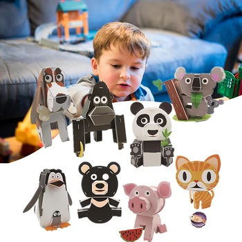 Animal bonito Quebra-cabeça 3D de boas-Vindas para O Zoológico para Crianças Brinquedo de Papel de Modelo de Quebra-cabeça Origami de Brinquedo Educativo Adequado para Crianças com Mais de 3