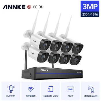 ANNKE 3MP wi-Fi Sistema de Vigilância por Vídeo câmera de 5MP NVR 3MP Câmeras IP de Gravação de Áudio, Câmeras de Segurança AI Detecção de Câmeras CFTV Kit