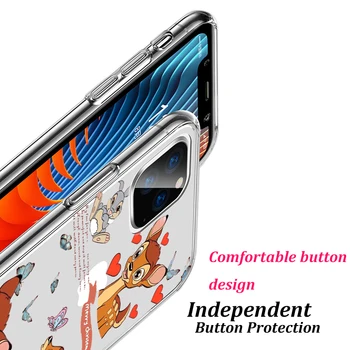Caso de telefone Para o iPhone da Apple 14 13 12 11 SE XR XS X 7 8 6 5 mini Plus Pro MAX 2020 Disney Fawn Bambi Bonito Tampa Transparente