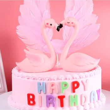 Cor-de-rosa Flamingo Bolo Topper Swan Bolo de Inserir DIY Aniversário de Casamento, Aniversário, Dia dos Namorados Decoração