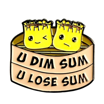 Dim sum Pin alimentos cartoon Emblema do Esmalte Pin