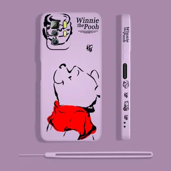 Disney dos desenhos animados do Winnie the Pooh Para Xiaomi Redmi Nota 11T 11 11 10T 9T 10 9 9 8 8 7 6 5 Pro Líquido Esquerda Corda Tampa da caixa do Telefone