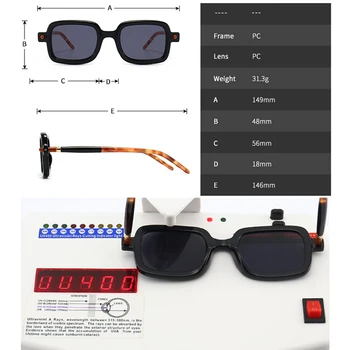 ENTÃO,&EI Moda Única Dupla Cor do Retângulo Óculos de sol das Mulheres Retro Clara Anti-Blu-ray Óculos de Armação Homens Praça Tons UV400
