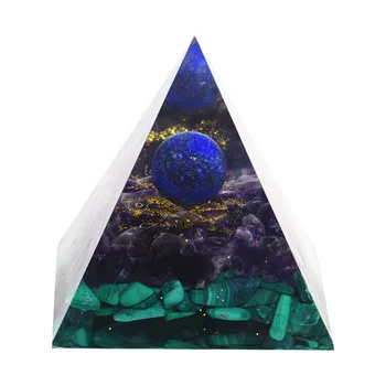 Feito à mão Lápis-Lazúli Esfera Orgone Pirâmide de Pedra Natural de Malaquita Cristal de Cura 60mm Meditação