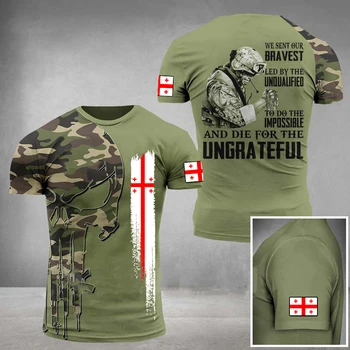 Geórgia Homens T-Shirt Exército Tshirt Homens Commando Veteranos do Exército 3d Forças Especiais Mangas Curtas Tática de Camuflagem Homens de Roupa Topo
