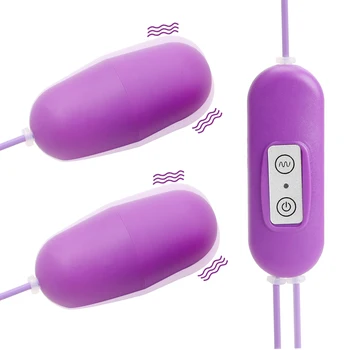 IKOKY Dupla Vibrador 12 Freqüência de Vibração Ovo Estimulador de Clitóris USB Produto Adulto Brinquedos Sexuais Para as Mulheres, a Masturbação Feminina