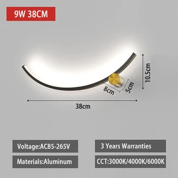 Interior LED Lâmpada de Parede de AC85-265V 9W 13W Nórdicos simplicidade Linha de Cor Preta Shell Lâmpada de Parede Com 3 Anos de Garantia