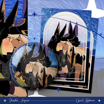 Jogo De Anime Genshin Impacto Cyno Cosplay Emblema De Metal Pinos Broche Polaroid Coleção De Presentes De Aniversário