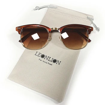 LeonLion 2021 Polarizada Vintage Semi-Sem Aro Marca Do Designer De Óculos De Sol Das Mulheres/Homens Classic Oculos De Sol Gafas Retro Óculos De Sol