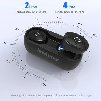 Lewinner V5 TWS Fones de ouvido sem Fio Impermeável Aparelhagem hi-fi Fone de ouvido Bluetooth 5.0 Fones de ouvido com Cancelamento de Ruído Fone de ouvido para Jogos para o Telefone Esperto