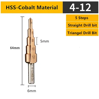 M35 de Cobalto de Alta Velocidade de Aço Cone de Cobalto Broca de Metal Broca de 4 a 12/20/32mm Passo Broca de Ferramenta do Buraco de corte Para Aço Inoxidável