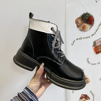 Mulher Ankle Boots 2022 Botas de Plataforma Gótico Outono Inverno Grossa com sola de Sapatos Lolita Japonês JK Botas Faculdade Sapatos de Meninas