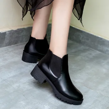 Mulheres Sapatas De 2022 Novos Sapatos De Inverno Mulheres Botas De Moda Sola Grossa Botas Pretas Confortável, Impermeável Ankle Boots Zapatillas Mujer