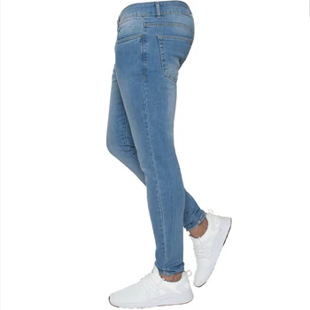 Novos Homens do Trecho Jeans Skinny Fashion Elástico de Algodão Fino Calças Jeans Masculina Tamanho Plus Lápis, Calças de Cor Pura Calças Casuais