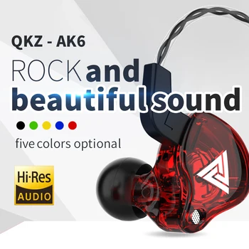 Original QKZ AK6 de Cobre Controlador de hi-fi Fone de ouvido com Fio Esporte Execução de Fone de ouvido de Baixo Fone de ouvido Estéreo de Música Auscultadores de 3,5 MM do fone de ouvido