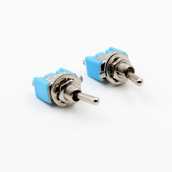 P55 Mini toggle switch Azul interruptor de balancim 2 posição 3 pinos 2 vias alavanca de 6mm Longo Liso do punho 2A/6A 250V/125