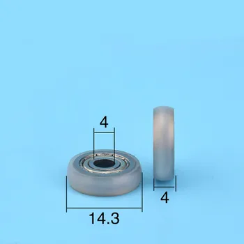 [R414.3-4] 10PCS baixo nível de ruído PA66 de nylon revestido com 604zz rolamento de esferas de rolle roda de diâmetro externo de 14,3 mm micro plástico nylon rolo