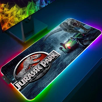 RGB Mousepad Jurassic Park Mause Pad Jogos Accessiores Mouse Pad XXL LED Teclado Tapete 90x40 com Backlit Tapis De Souris
