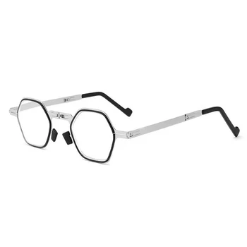 Sighttoo de Dobramento de Óculos de Leitura Homens Mulheres Anti-Blue Ray Presbiopia Óculos Especiais Óculos de Metal Sextavado, com Quadro de Caso