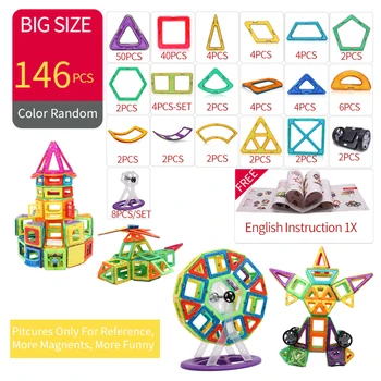 Tamanho grande ímã brinquedos Designer de Construção Definir o Modelo de Construção de Brinquedo Ímãs Magnéticos Blocos de Brinquedos Educativos Para Crianças