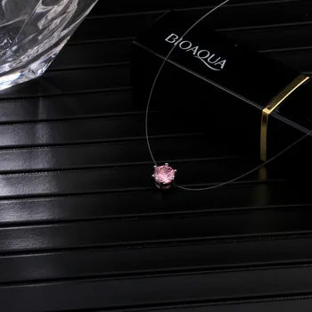 Transparen Linha Cristal Gargantilha Mulheres Invisíveis Peixe Cadeia Com Real Zircônia Colares E Pingentes Jóias De Presente Collier