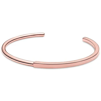 Venda quente do clássico temperamento simples bracelete de prata 925 esterlina, ouro de rosa, I-D, abrir o bracelete de ajuste original charme DIY jóias