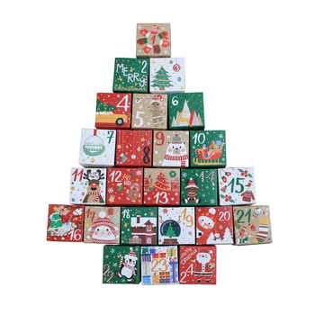 Venda 24pcs natal calendário do advento caixas de presente de papel de  embrulho de doces cookies caixa de crianças festa de ano novo de presente de  favores navidad 2022 decoração de natal -
